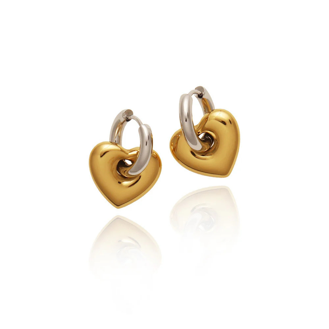 Golden Crush Heart Hoop Earrings
