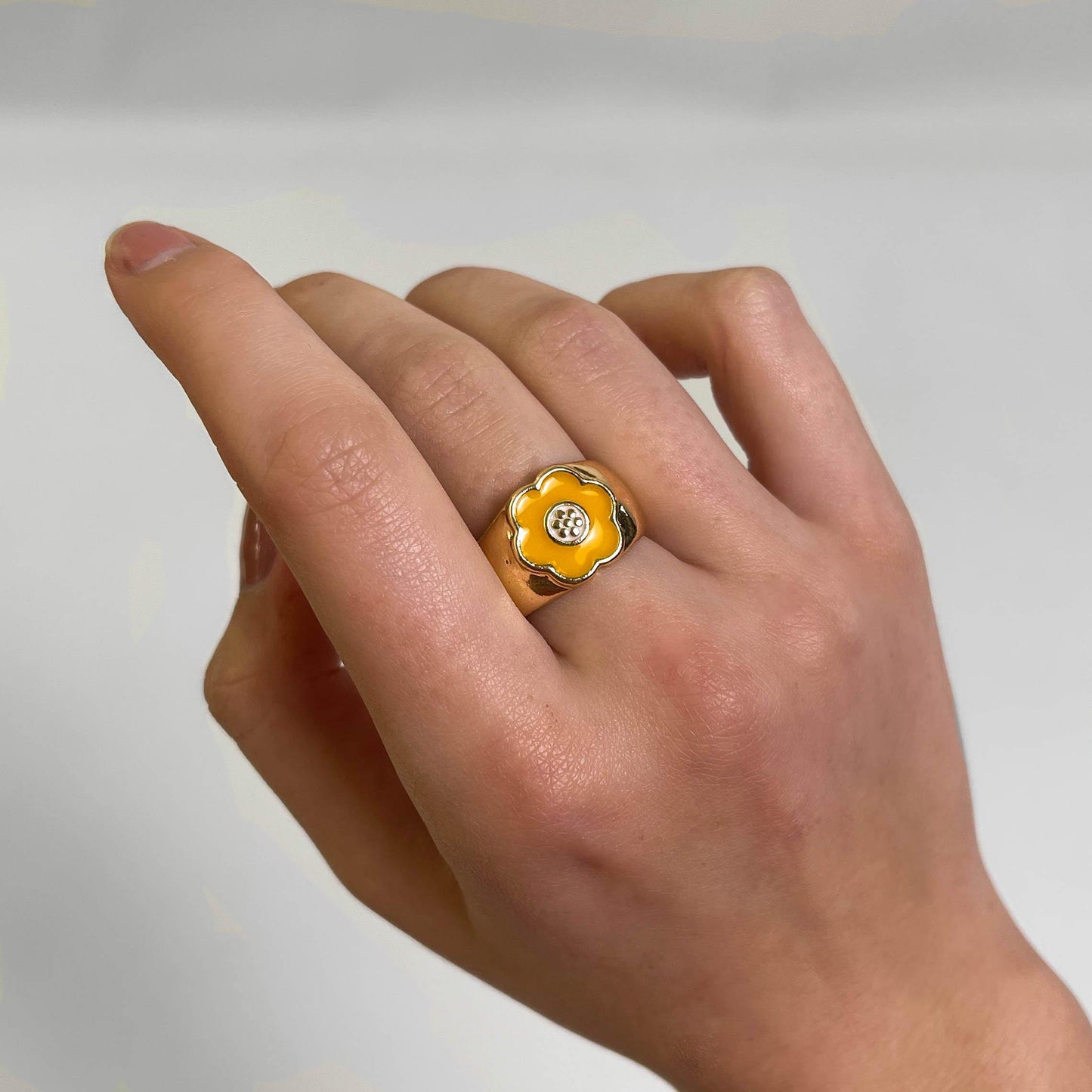 Orange Flower Power Ring.