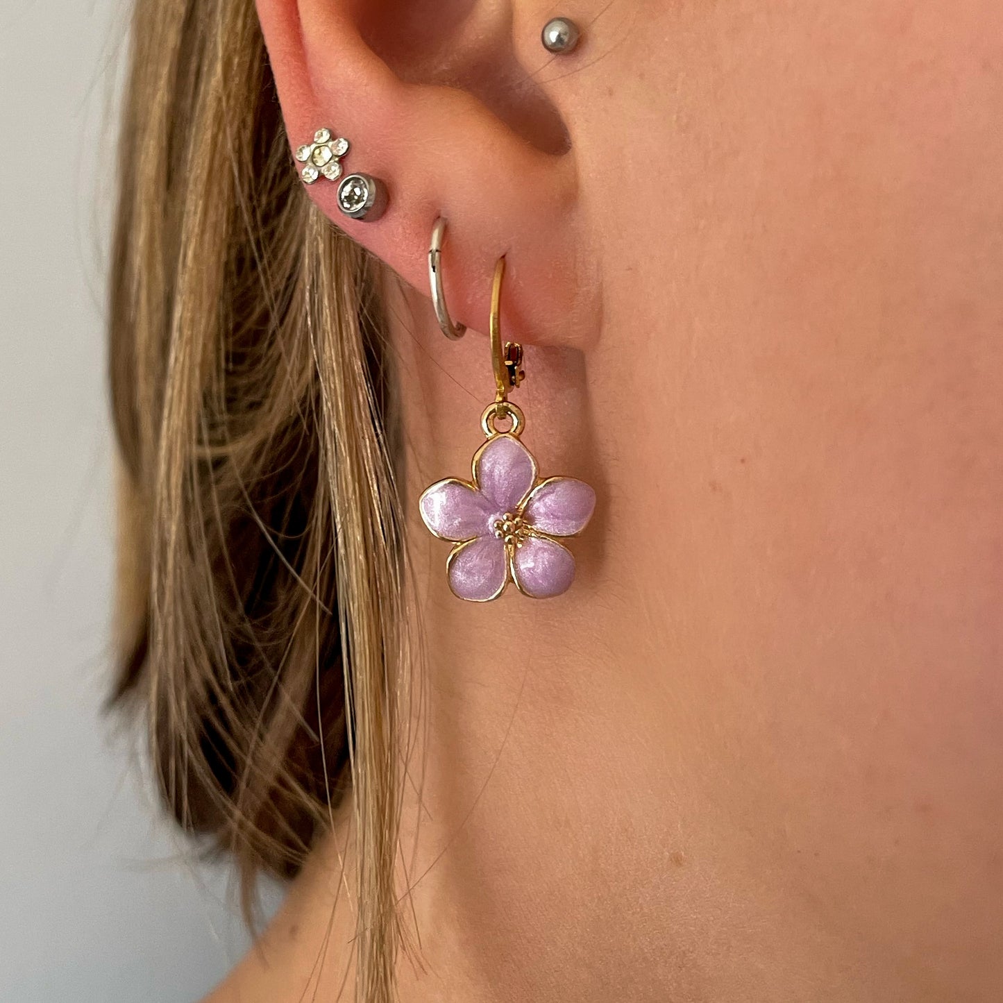 Pretty Purple Flower Earrings