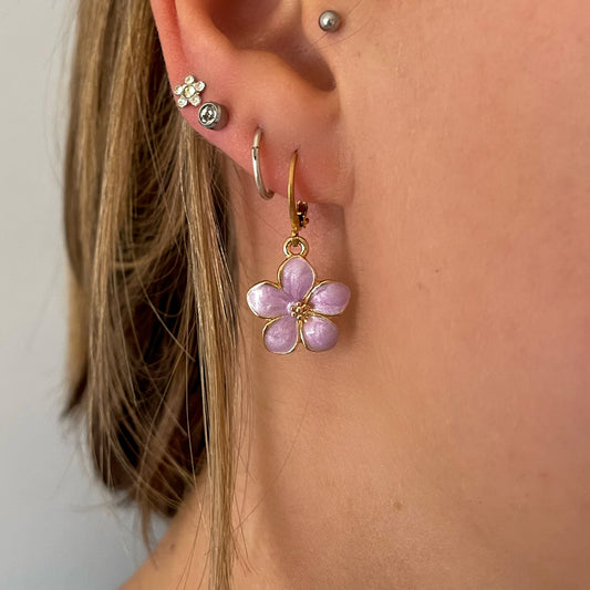 Pretty Purple Flower Earrings
