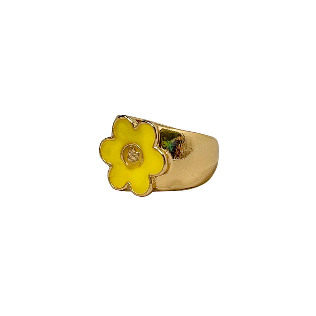 Yellow Flower Power Ring