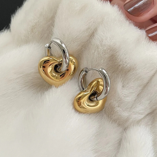 Golden Crush Heart Hoop Earrings